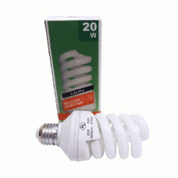 FOCO.AHORRADOR ESPIRAL E-27 20W-130V 2800K LUZ CALID