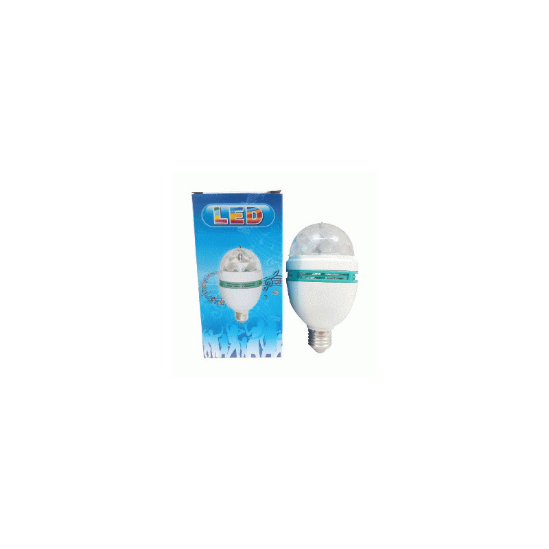 LED FOCO GIRATO.SONID.MOVI.FLAS V/COLORS RGB E-27 3W