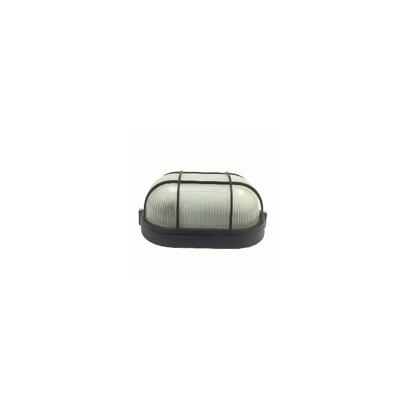 LAMPARA OVALADA METAL NEGRA 409B C/MALLA GRANDE 100W