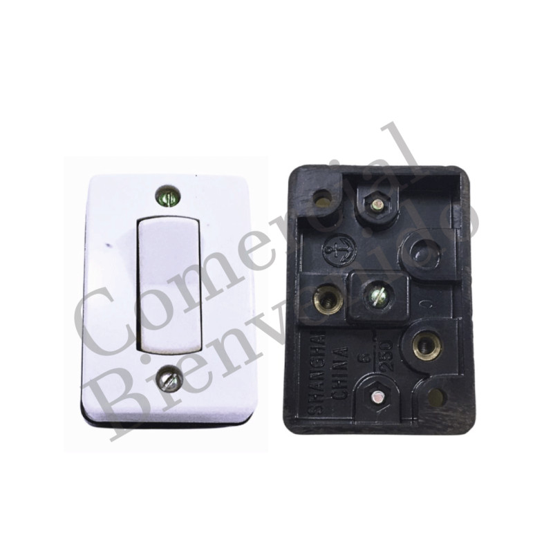 INTERRUPTOR S/P. CUADRADO C/BASE BLANCO T-125W
