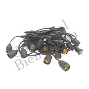 GUIRNALDAS 10 MTS 20 BOQUILLAS E27 NEGRA S/FOCO