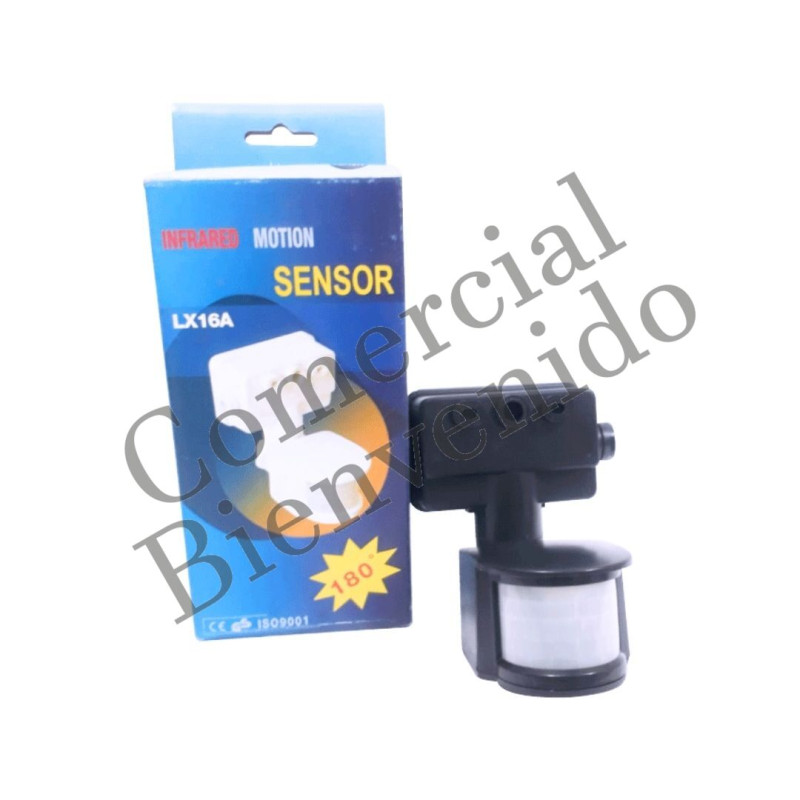 SENSOR DE MOVIMIENTO 120V LX-16A NEGRO 180 GRADOS