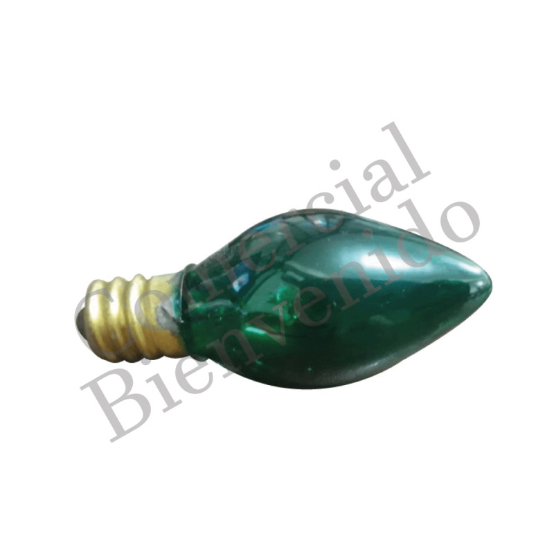 FOCO CANDELABRO E12 C7 5W 110V-220V VERDE TRANSPAR