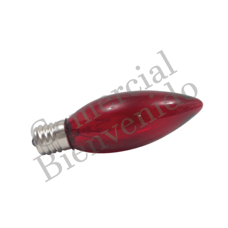 FOCO VELA E-17 INTERMEDIA 15W-110V. C9 ROJO