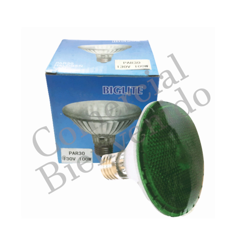 FOCO REFLECTOR HALOG. 100W.VERDE  PAR 30