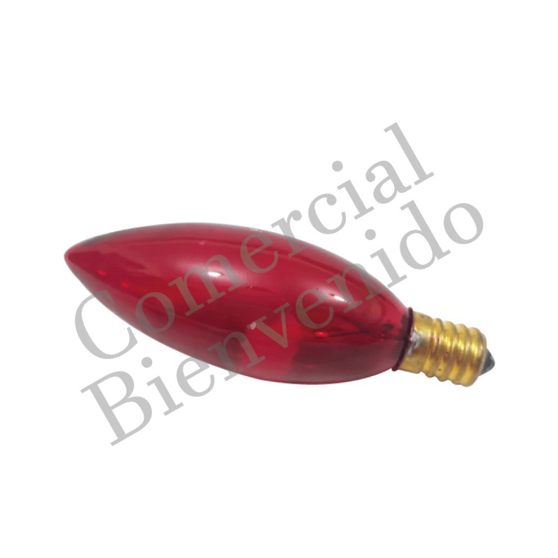 FOCO VELA E14 C32 ROJO TRANSPARENTE (15W) 220V TW