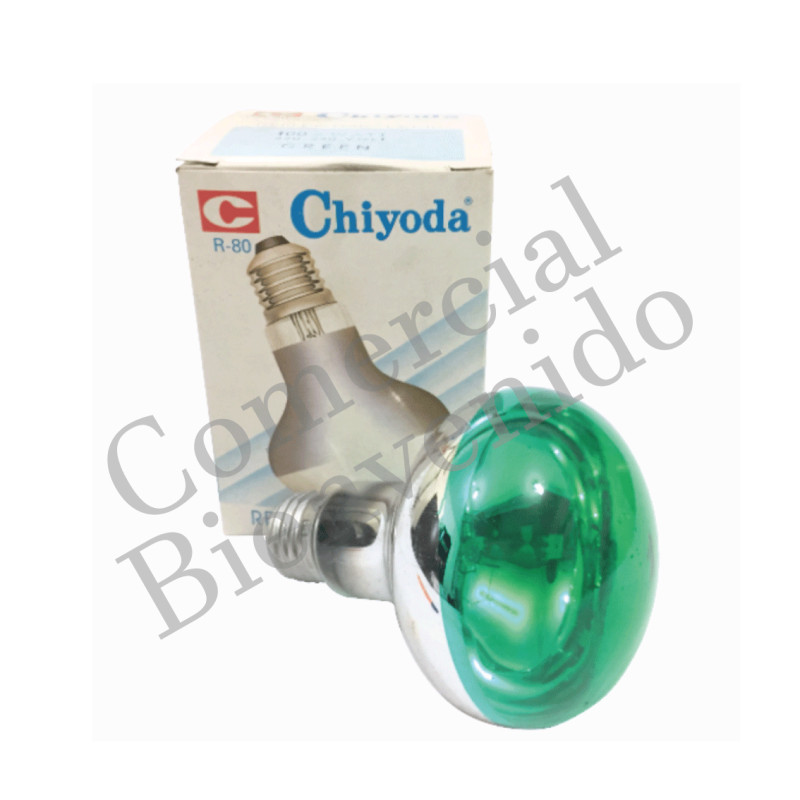 FOCO REFLECTOR E27 100W-220V. VERDE R80 CHIYODA(REM