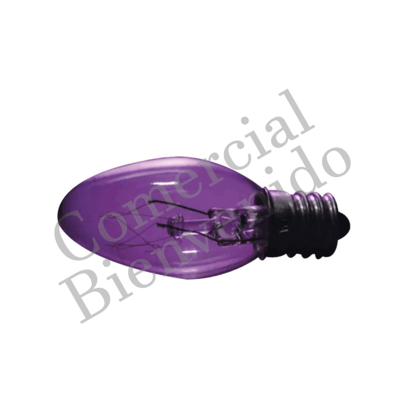 FOCO CANDELABRO E12 C7 5W 110V-220V PURPURA TRANSPAR