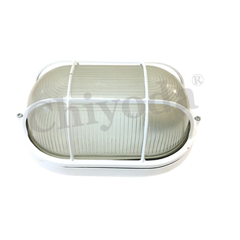LAMPARA OVALADA METAL BLANCA 409B C/MALLA GRAND.100W