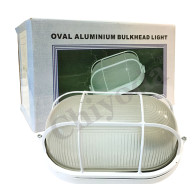LAMPARA OVALADA METAL BLANCA 409B C/MALLA GRAND.100W