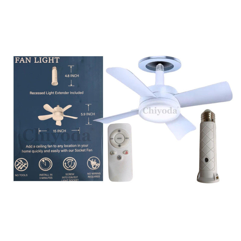 VENTILADORA CON FOCO LED 2 EN 1 3 VELOCIDADES C/CONT