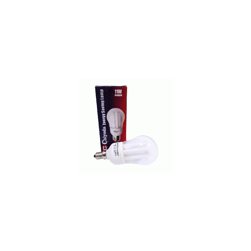 FOCO.AHORRADOR E-14 11W-120V 3U T/PERA CHIYOD G60 TW
